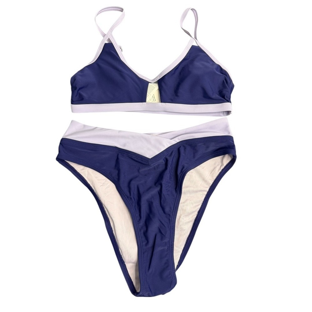 Cupshe NWT Lavender Dream 2-Tone Keyhole Bikini Set‎ V-Waist High Cut Size Small